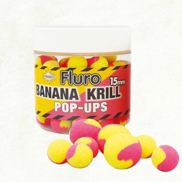 Dynamite Baits Krill & Banana Fluro Two Tone Pop-Ups 15mm